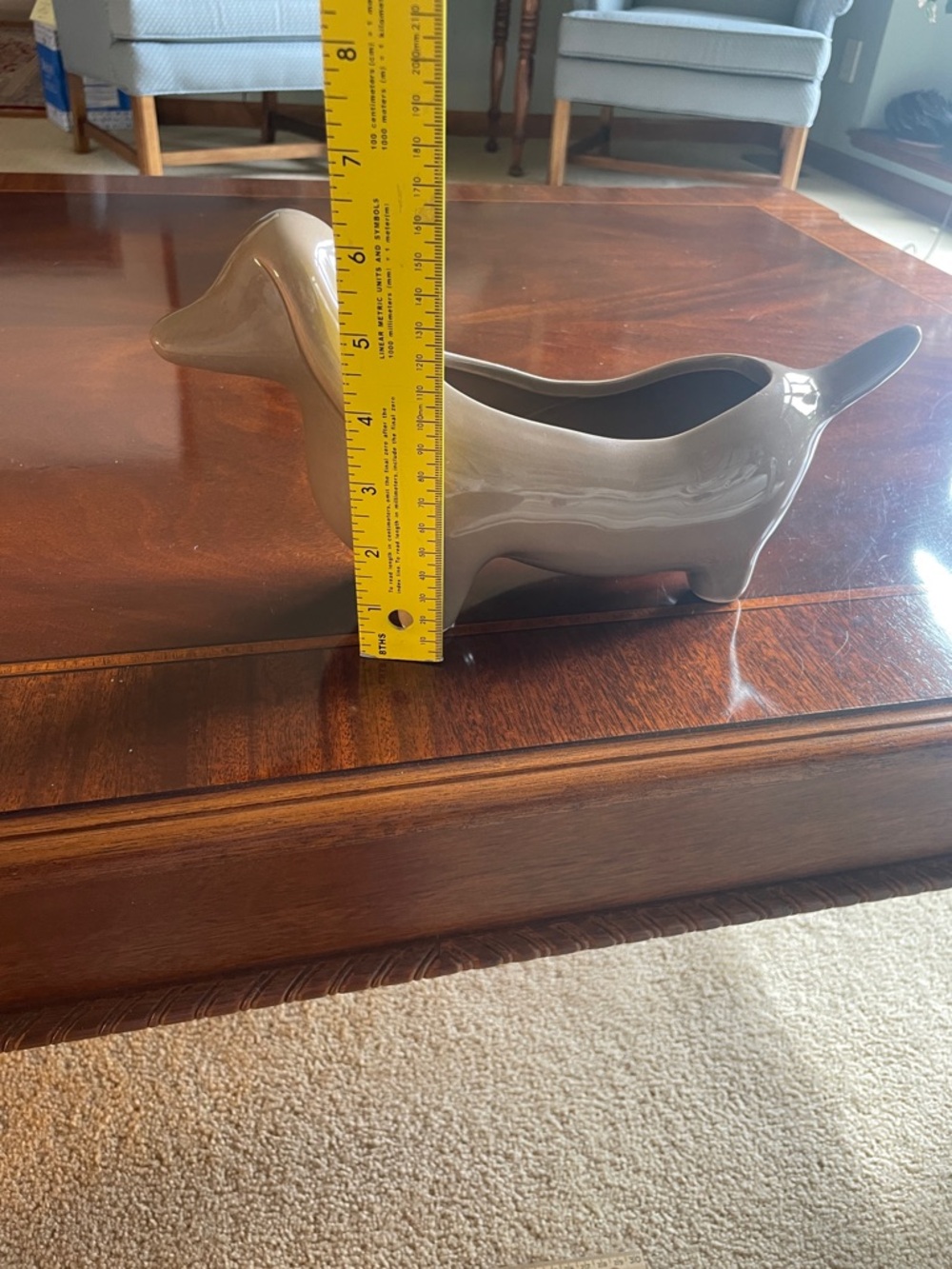 Ceramic Dachshund Planter in Taupe - Picture 7 of 7